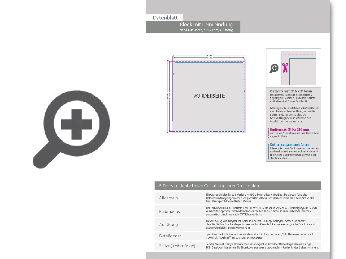 Product Bild block_mit_leimbindung__21_0_cm_x_21_0_cm__25_blatt__4_0_farbig_einseitig_bedruckt